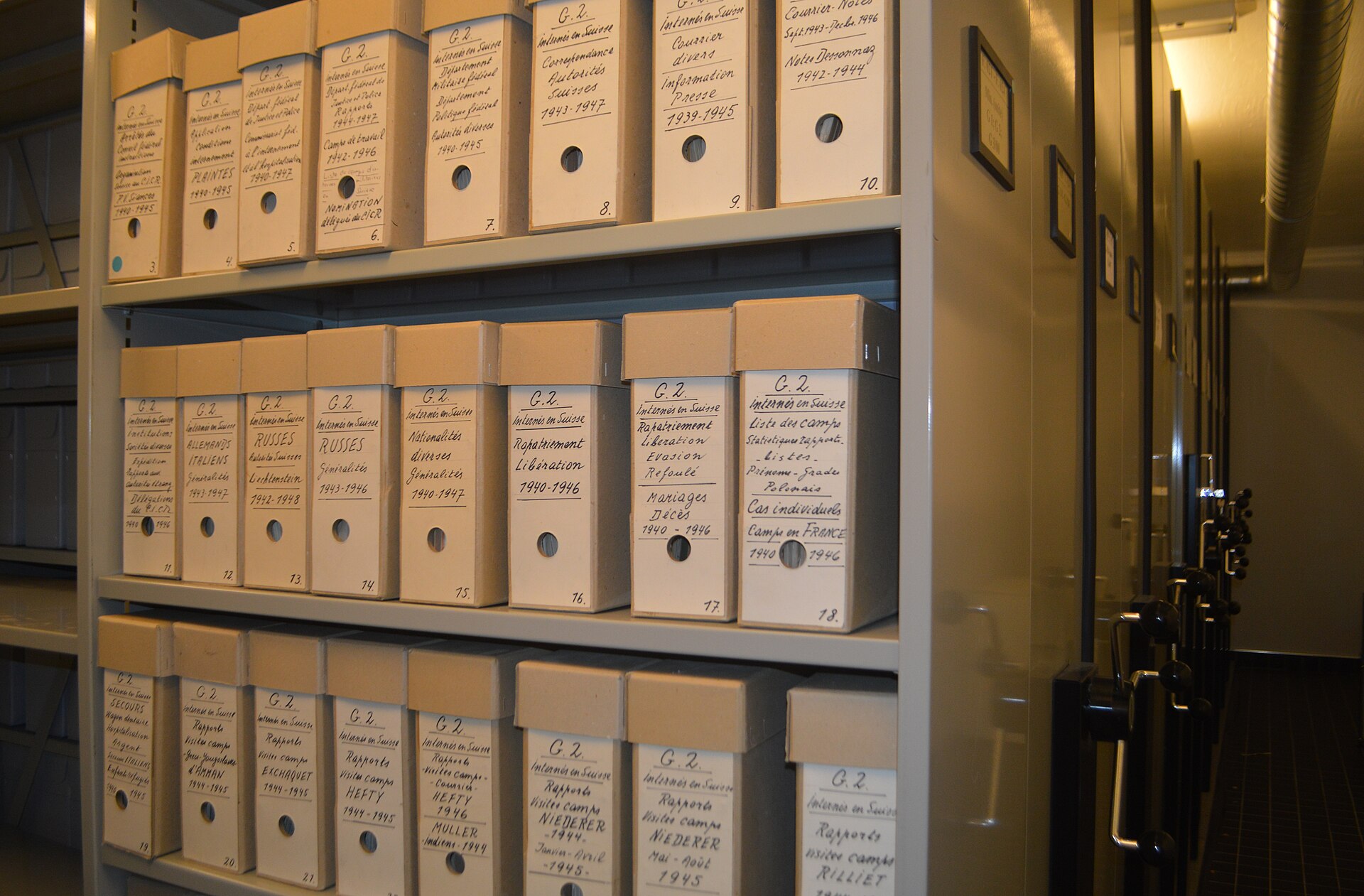 Archive boxes on shelves