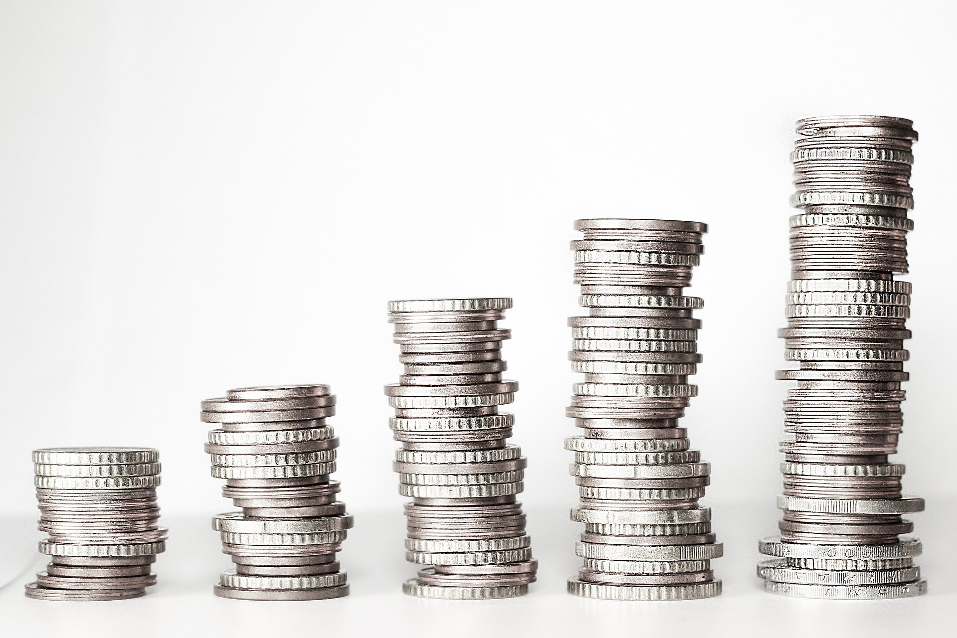 Stacks of coins of increasing height